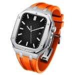 Steel Case with Silicone Strap Orange-Silver