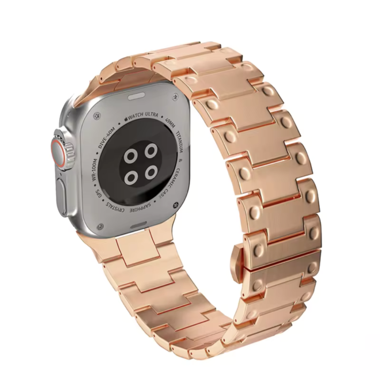 Steel Link Metal Band Strap Rose Gold