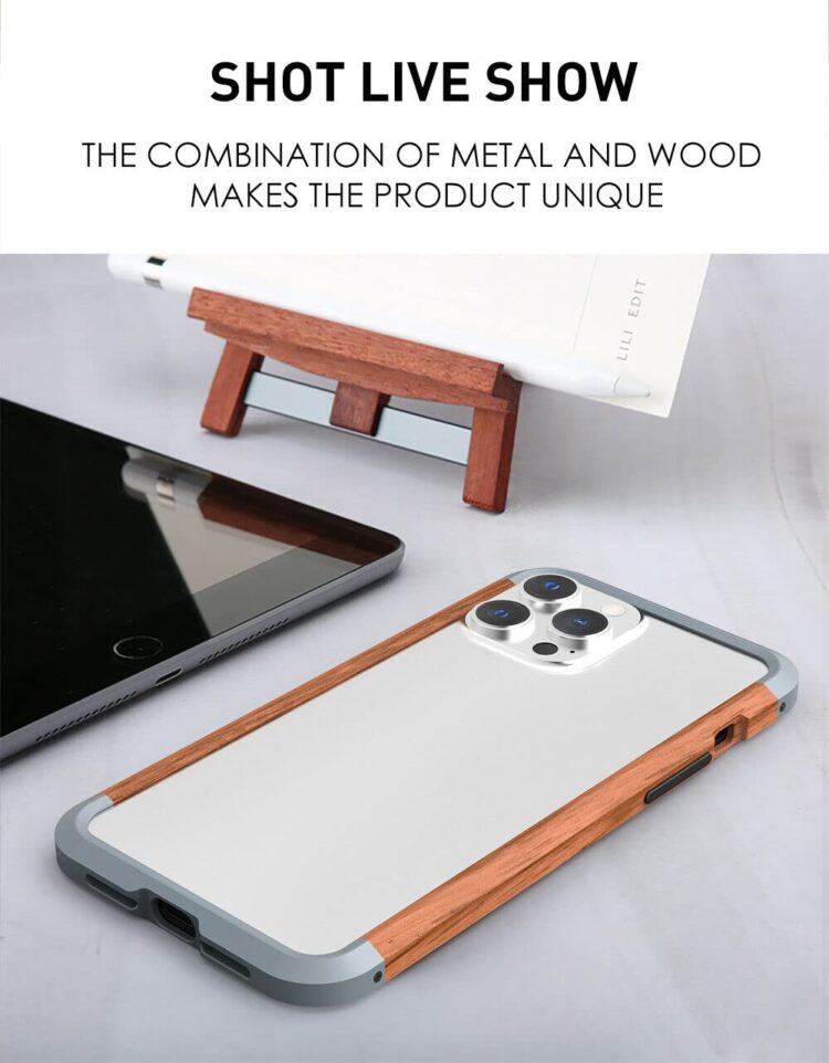 Real Wood Accents Aluminum Bumper Case